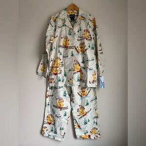 Nick and Nora Y2K vintage pajama set downhill duck flannel cotton NWT large